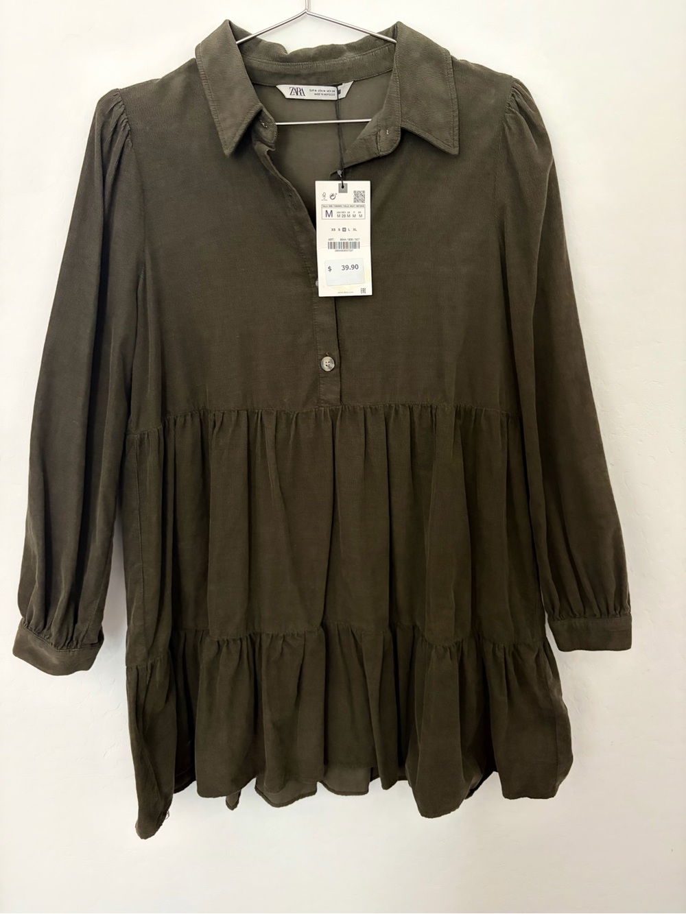 ZARA Olive Tiered Collared Blouse/Dress